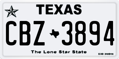 TX license plate CBZ3894