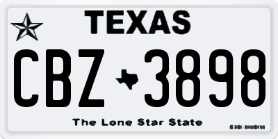 TX license plate CBZ3898