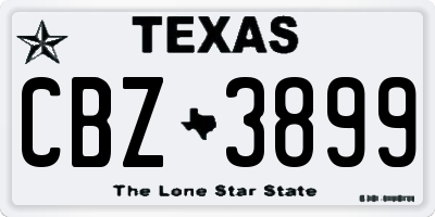 TX license plate CBZ3899