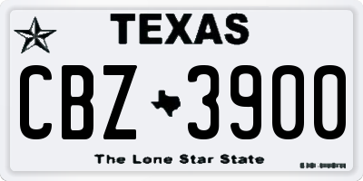 TX license plate CBZ3900