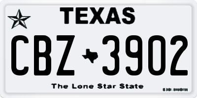 TX license plate CBZ3902