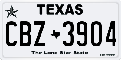 TX license plate CBZ3904