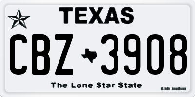 TX license plate CBZ3908