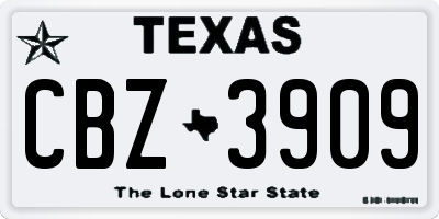 TX license plate CBZ3909