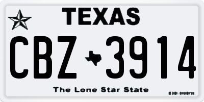 TX license plate CBZ3914
