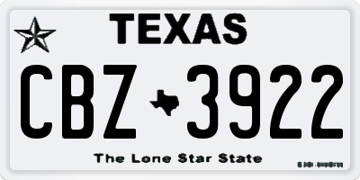TX license plate CBZ3922