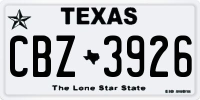 TX license plate CBZ3926