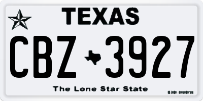 TX license plate CBZ3927