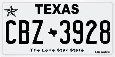 TX license plate CBZ3928