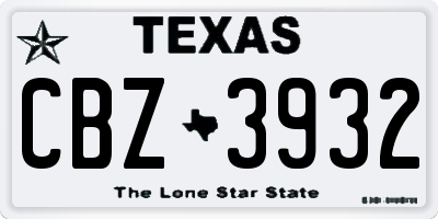 TX license plate CBZ3932