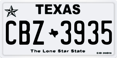 TX license plate CBZ3935