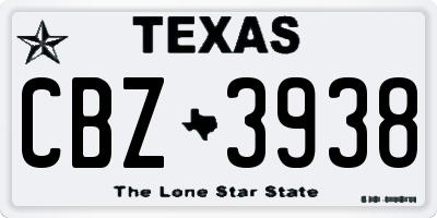 TX license plate CBZ3938