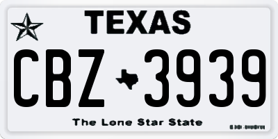 TX license plate CBZ3939