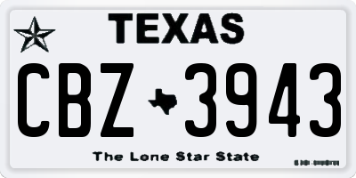 TX license plate CBZ3943