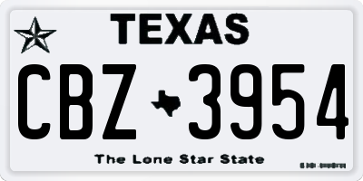 TX license plate CBZ3954
