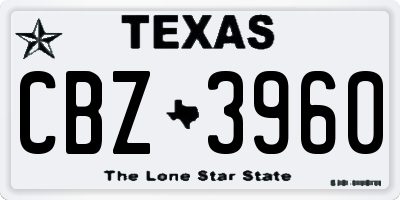 TX license plate CBZ3960