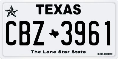 TX license plate CBZ3961
