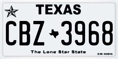 TX license plate CBZ3968