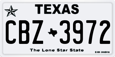 TX license plate CBZ3972