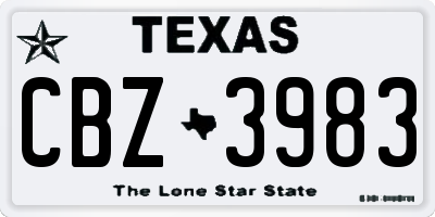 TX license plate CBZ3983