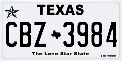 TX license plate CBZ3984