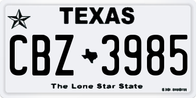 TX license plate CBZ3985