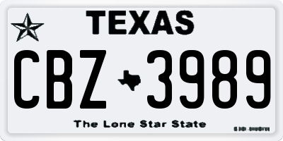 TX license plate CBZ3989