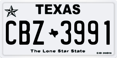 TX license plate CBZ3991