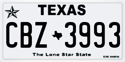 TX license plate CBZ3993