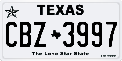 TX license plate CBZ3997