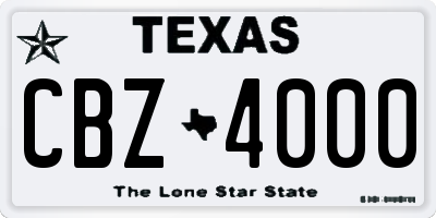TX license plate CBZ4000