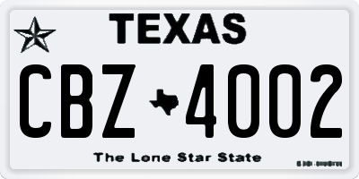TX license plate CBZ4002
