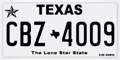 TX license plate CBZ4009