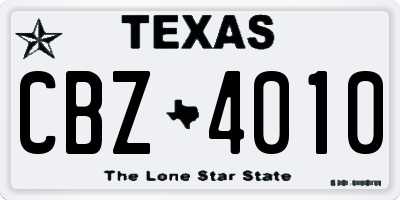 TX license plate CBZ4010