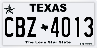 TX license plate CBZ4013