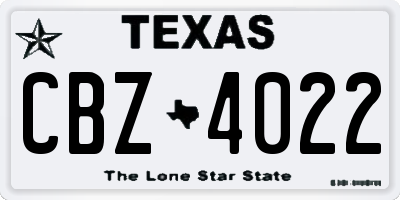 TX license plate CBZ4022