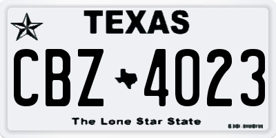 TX license plate CBZ4023