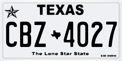 TX license plate CBZ4027