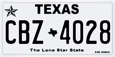 TX license plate CBZ4028