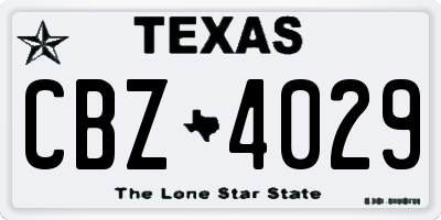 TX license plate CBZ4029