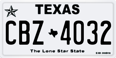 TX license plate CBZ4032