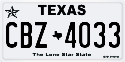 TX license plate CBZ4033