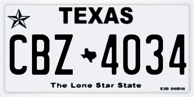 TX license plate CBZ4034