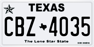 TX license plate CBZ4035