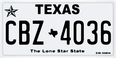 TX license plate CBZ4036