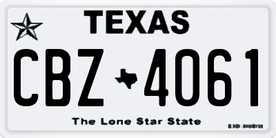 TX license plate CBZ4061