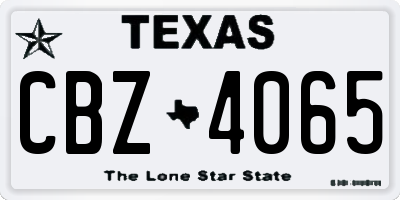 TX license plate CBZ4065