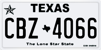 TX license plate CBZ4066