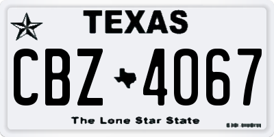 TX license plate CBZ4067