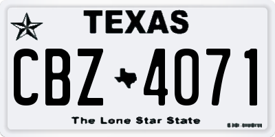 TX license plate CBZ4071